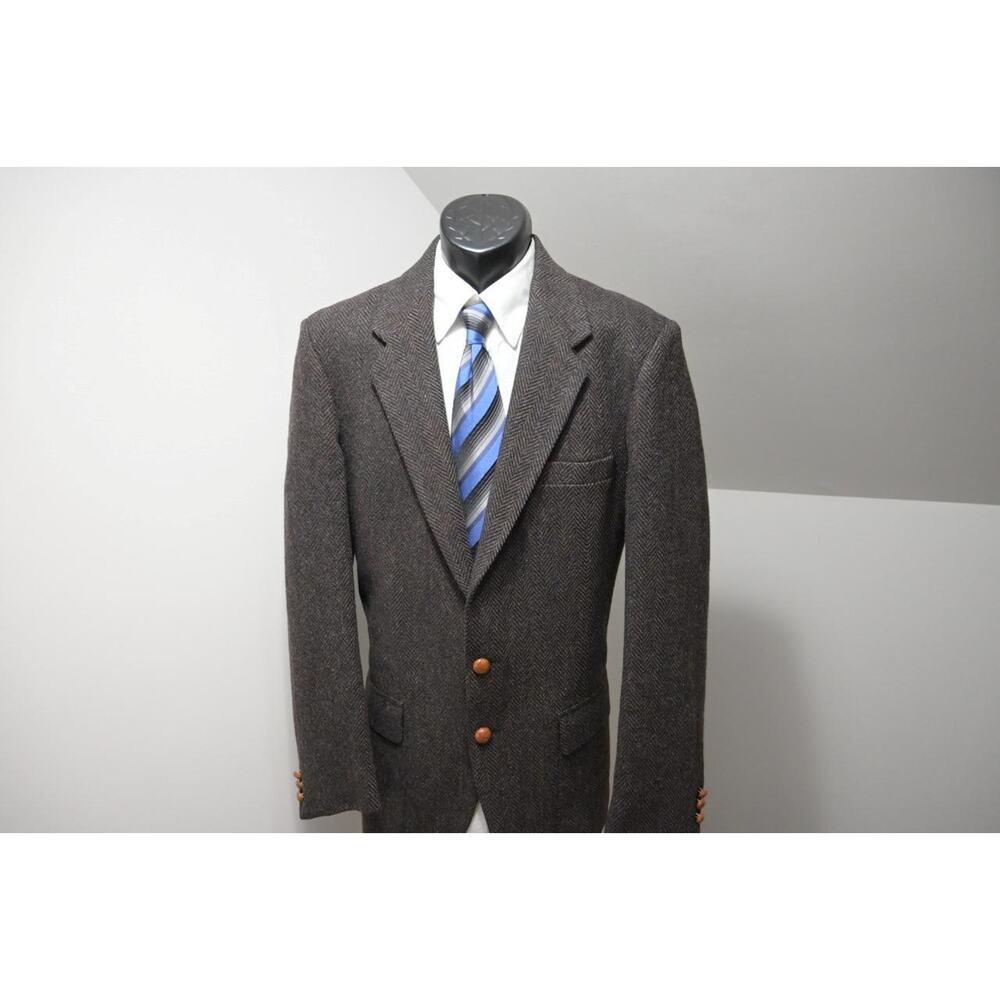 VTG Farah Tweed Handwoven‎ Herringbone Wool Blazer Sports Jacket Mens Sz 42 L